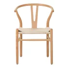 Wishbone chair pakoworld rubberwood-rope in natural shade 53.5x57x74cm