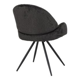   Morea pakoworld rotating chair bouclé in black color with black metallic legs 55x63.5x89.5cm