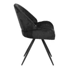 Morea pakoworld rotating chair bouclé in black color with black metallic legs 55x63.5x89.5cm