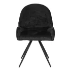 Morea pakoworld rotating chair bouclé in black color with black metallic legs 55x63.5x89.5cm