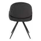 Morea pakoworld rotating chair bouclé in black color with black metallic legs 55x63.5x89.5cm