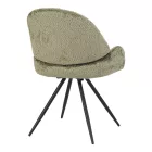 Morea pakoworld rotating chair bouclé in olive green color with black metallic legs 55x63.5x89.5cm
