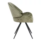 Morea pakoworld rotating chair bouclé in olive green color with black metallic legs 55x63.5x89.5cm