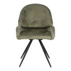 Morea pakoworld rotating chair bouclé in olive green color with black metallic legs 55x63.5x89.5cm