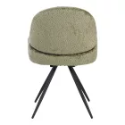 Morea pakoworld rotating chair bouclé in olive green color with black metallic legs 55x63.5x89.5cm