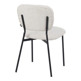   Cathair pakoworld chair bouclé fabric in beige green color with black metallic legs 48x53x82cm