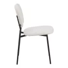 Cathair pakoworld chair bouclé fabric in beige green color with black metallic legs 48x53x82cm