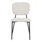 Cathair pakoworld chair bouclé fabric in beige green color with black metallic legs 48x53x82cm