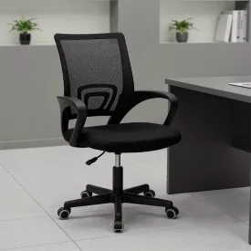   Berto II pakoworld office chair with mesh fabric in black shade 60x48x85-95cm