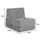 Armchair-Bed Ferderina pakoworld fabric in dark grey color 66x102x73cm