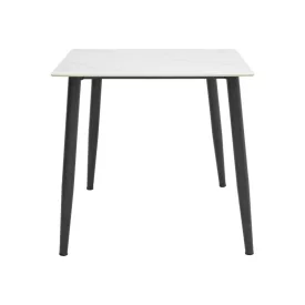   Gustas table pakoworld white marble sintered stone-black metal 80x80x76cm