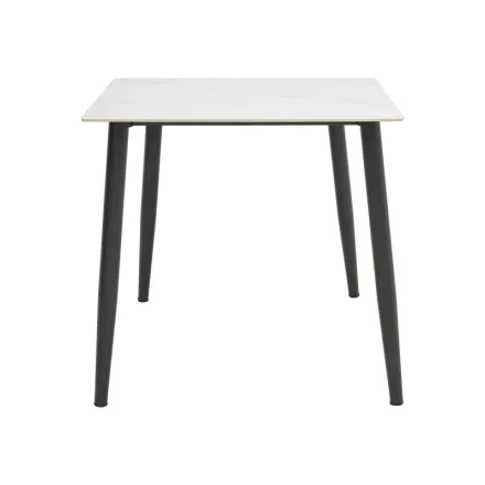 Gustas table pakoworld white marble sintered stone-black metal 80x80x76cm