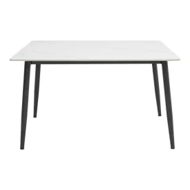   Gustas table pakoworld white marble sintered stone-black metal 120x80x76cm