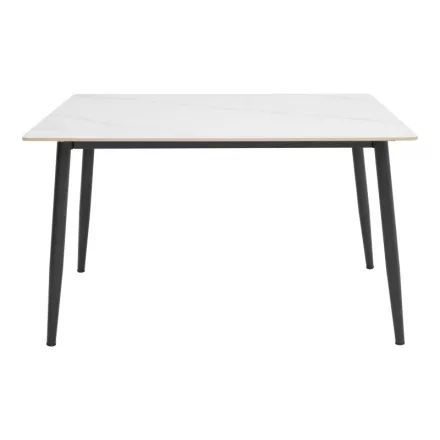 Gustas table pakoworld white marble sintered stone-black metal 120x80x76cm