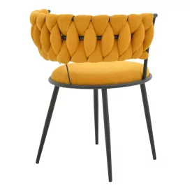   Alkia I pakoworld armchair fabric in yellow shade - black metal leg 57x58.5x72cm