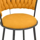 Alkia I pakoworld armchair fabric in yellow shade - black metal leg 57x58.5x72cm