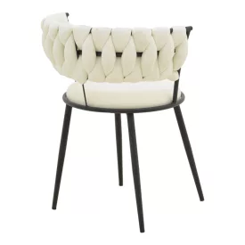   Alkia I pakoworld armchair fabric in ecru shade - black metal leg 57x58.5x72cm