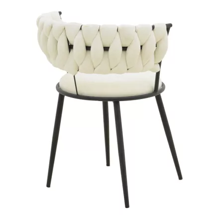 Alkia I pakoworld armchair fabric in ecru shade - black metal leg 57x58.5x72cm