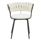 Alkia I pakoworld armchair fabric in ecru shade - black metal leg 57x58.5x72cm