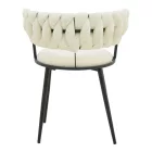 Alkia I pakoworld armchair fabric in ecru shade - black metal leg 57x58.5x72cm