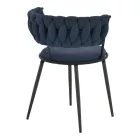 Alkia I pakoworld armchair fabric in dark blue shade - black metal leg 57x58.5x72cm