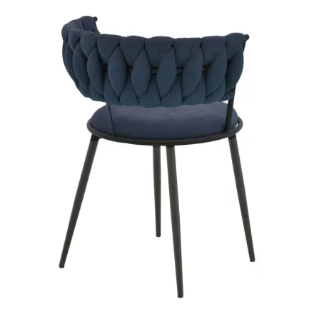 Alkia I pakoworld armchair fabric in dark blue shade - black metal leg 57x58.5x72cm