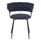 Alkia I pakoworld armchair fabric in dark blue shade - black metal leg 57x58.5x72cm