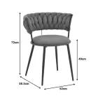 Alkia I pakoworld armchair fabric in dark blue shade - black metal leg 57x58.5x72cm