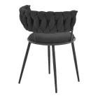Alkia I pakoworld armchair fabric in black shade - black metal leg 57x58.5x72cm