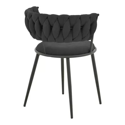 Alkia I pakoworld armchair fabric in black shade - black metal leg 57x58.5x72cm