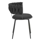 Alkia I pakoworld armchair fabric in black shade - black metal leg 57x58.5x72cm
