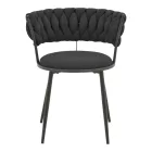 Alkia I pakoworld armchair fabric in black shade - black metal leg 57x58.5x72cm