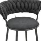 Alkia I pakoworld armchair fabric in black shade - black metal leg 57x58.5x72cm