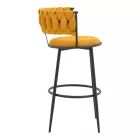Alkia I pakoworld bar stool fabric in yellow color - black metal leg 50x56x95cm