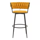 Alkia I pakoworld bar stool fabric in yellow color - black metal leg 50x56x95cm