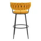 Alkia I pakoworld bar stool fabric in yellow color - black metal leg 50x56x95cm