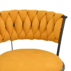 Alkia I pakoworld bar stool fabric in yellow color - black metal leg 50x56x95cm