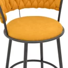 Alkia I pakoworld bar stool fabric in yellow color - black metal leg 50x56x95cm