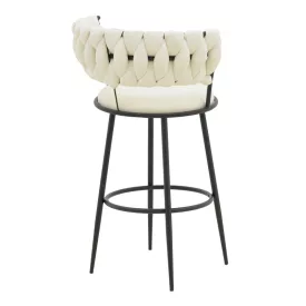   Alkia I pakoworld bar stool fabric in ecru color - black metal leg 50x56x95cm