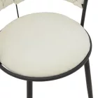 Alkia I pakoworld bar stool fabric in ecru color - black metal leg 50x56x95cm