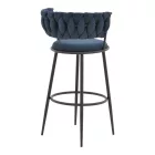 Alkia I pakoworld bar stool fabric in dark blue color - black metal leg 50x56x95cm