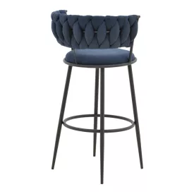   Alkia I pakoworld bar stool fabric in dark blue color - black metal leg 50x56x95cm