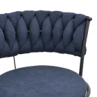 Alkia I pakoworld bar stool fabric in dark blue color - black metal leg 50x56x95cm