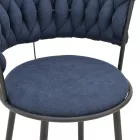 Alkia I pakoworld bar stool fabric in dark blue color - black metal leg 50x56x95cm