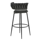 Alkia I pakoworld bar stool fabric in black color - black metal leg 50x56x95cm