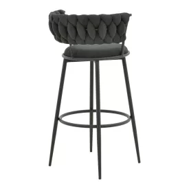   Alkia I pakoworld bar stool fabric in black color - black metal leg 50x56x95cm