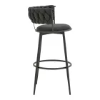 Alkia I pakoworld bar stool fabric in black color - black metal leg 50x56x95cm