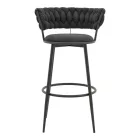 Alkia I pakoworld bar stool fabric in black color - black metal leg 50x56x95cm