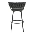 Alkia I pakoworld bar stool fabric in black color - black metal leg 50x56x95cm