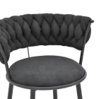 Alkia I pakoworld bar stool fabric in black color - black metal leg 50x56x95cm